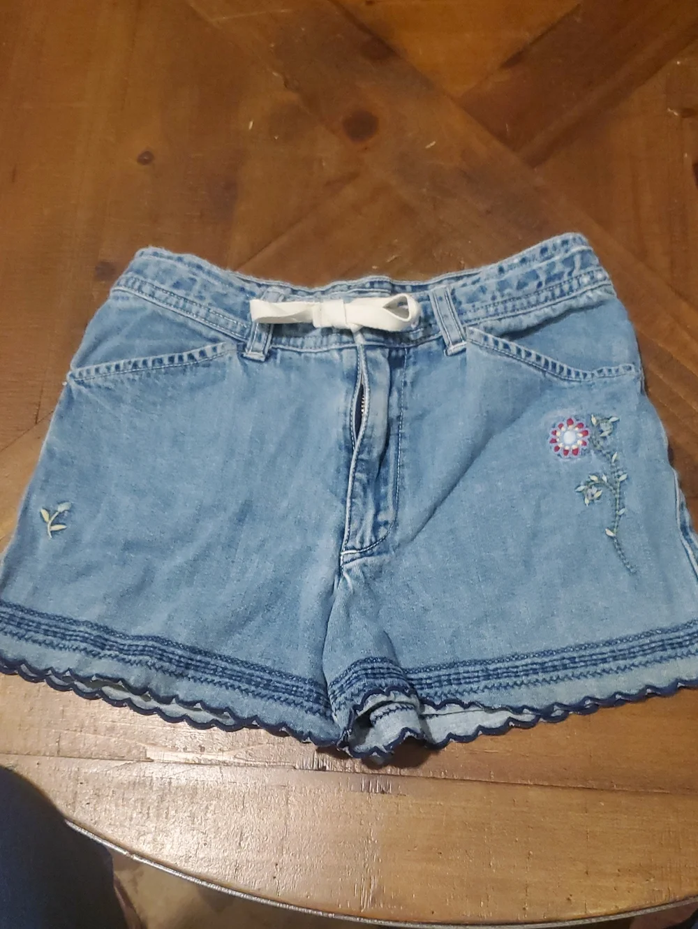 GAP Light Blue Denim Shorts with Embroidered Flowers